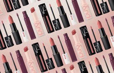 lipsticks with a pink background